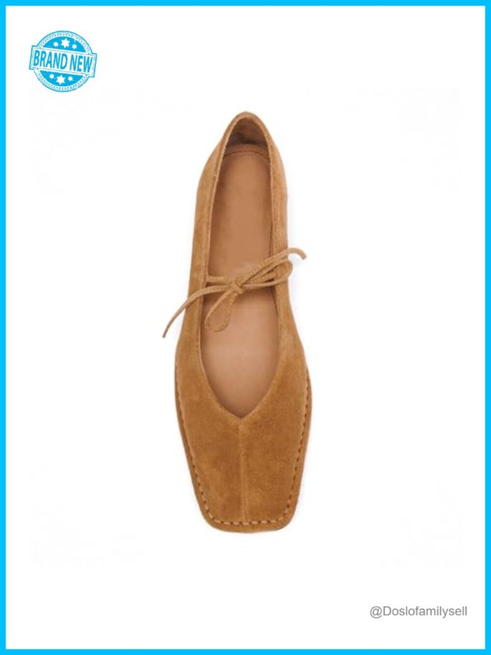 Women's Lace-Up Square Toe Ballet Flats Suede Mary Jane Slip-On Shoes